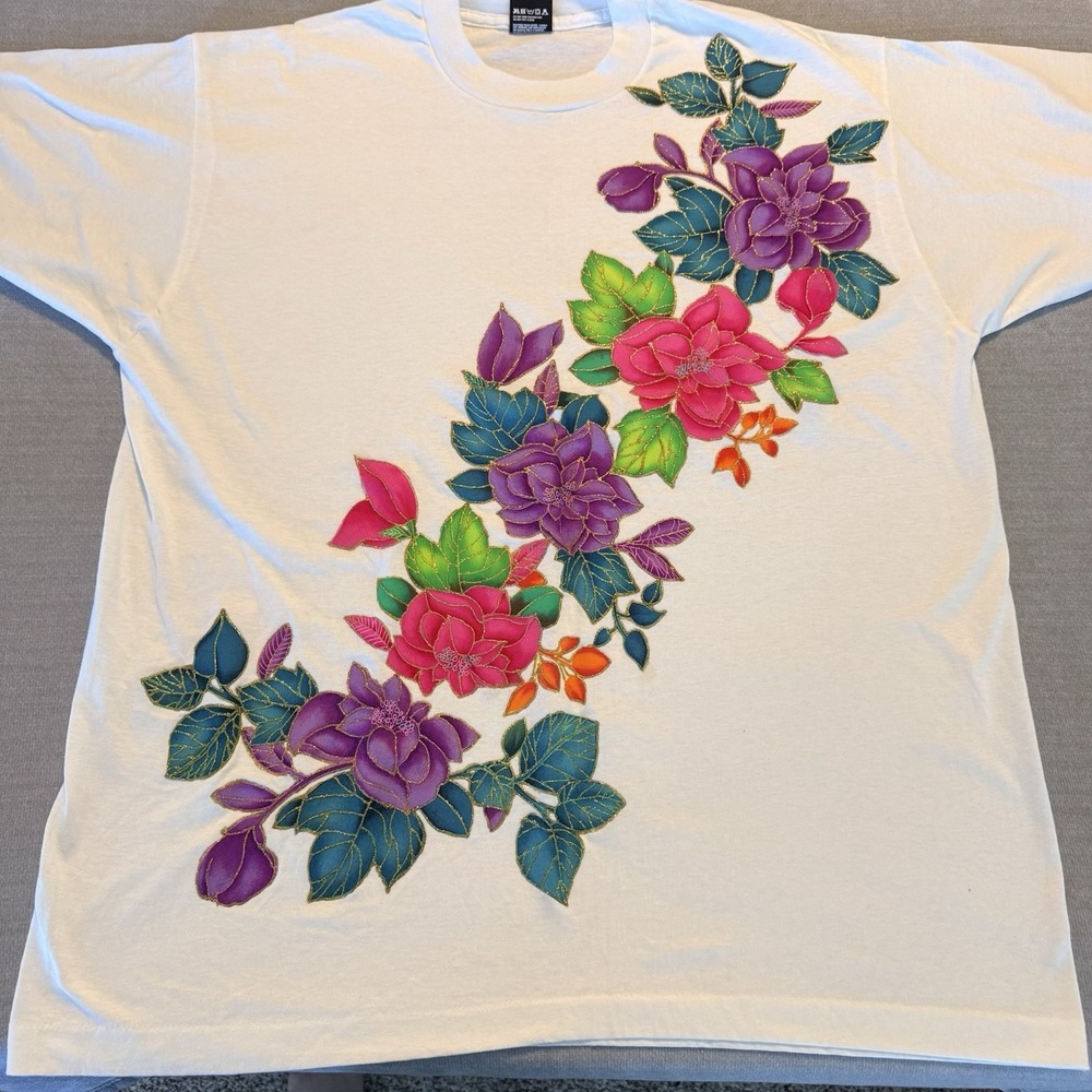 Vintage Screen Stars Best Floral T Shirt XXL Single Stitch USA 80s 90s